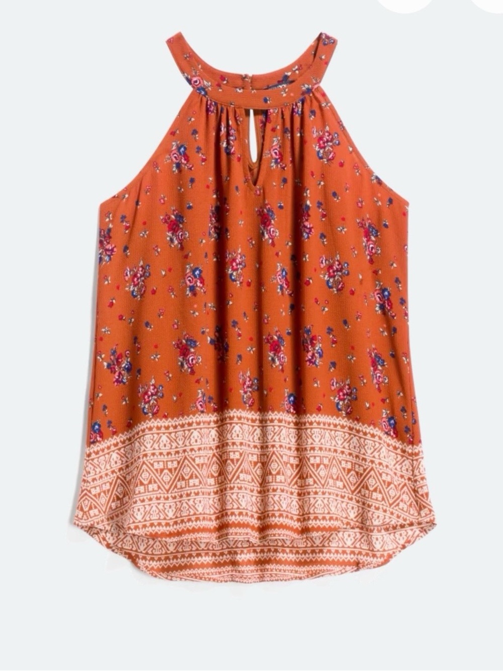 Papermoon Orange Floral Blouse with Blue Accents